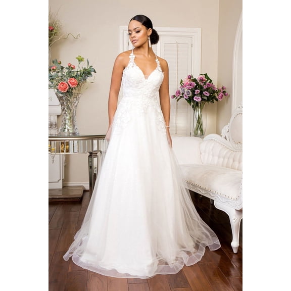Women's Elizabeth K White Embellished Bridal Gown Gl1916 Size L