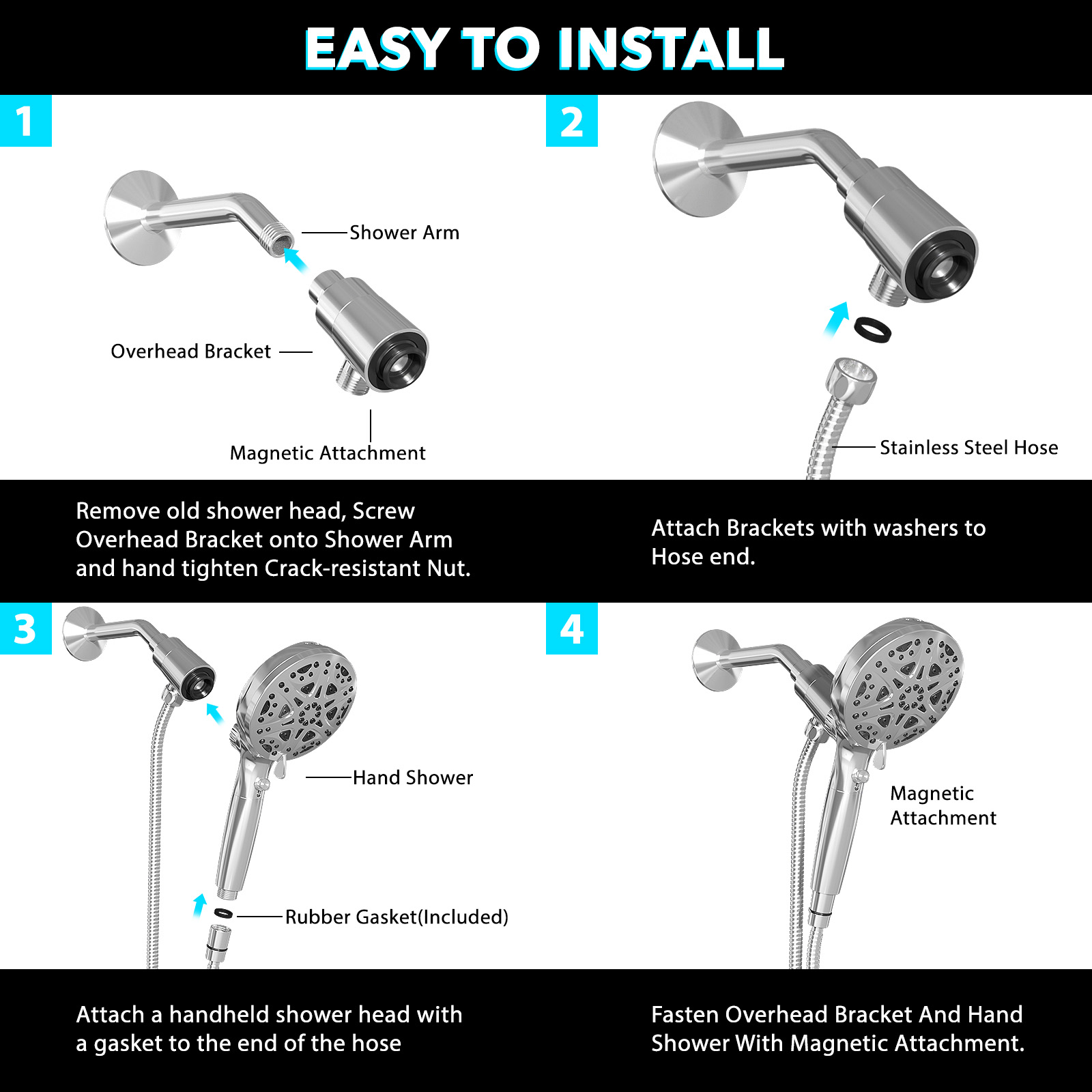 GPED Handheld Shower with Magnetic Docking System photo 3