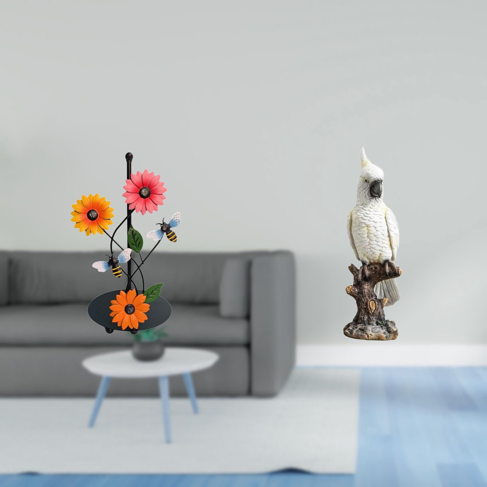 Fiocias Parrot Paper Towel Holder Dispenser Non Slip Vertical Tissue Holder Rack Animal Sculpture Resin Indoor Decorative Figurine Desktop Ornament for Desk T