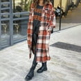 thumbnail image 3 of Powerdelux Women's Casual Lapel Plaid Tartan Jackets Button Down Trench Shacket Coats, 3 of 6