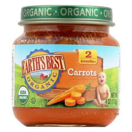 Earth's Best Organic Carrots Baby Food - Stage 2 - Pack of 12 - 4
