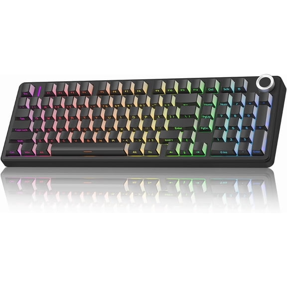 F99 Mechanical Keyboard-Silent Version,BT5.0/2.4GHz/-C Hot Swappable Custom Keyboard,Gasket Structure,Pre-lubed Linear Switches Backlit Computer Gaming Keyboards,Black