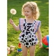 thumbnail image 3 of BemeyourBBs Western Baby Girl Cowgirl Clothes Toddler Baby Girl Birthday Outfit 1st 2nd Years Old Birthday Clothes Bubble Romper Cow Print Flying Sleeve Bpdysuit Playsuit Summer Clothing, 3 of 8