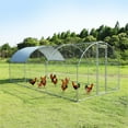 thumbnail image 3 of SEGMART Large Metal Chicken Coop for Yard, Outdoor Walk-in Chicken Coops for 20-30 Chickens, Chicken Pen Hen House Poultry Cage with Waterproof Cover and Tri-Supporting, Three Cage 225"L, Silver, 3 of 7