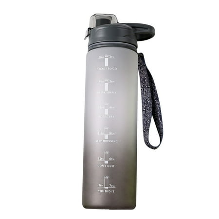 

Nitouy 1000ml Sports Water Bottle with Time Marker Outdoor Fitness Cups (Grey)