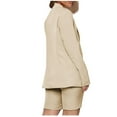 thumbnail image 4 of Aboser Blazer Shorts Set for Women Elegant 2 Piece Outfits Long Sleeve One Button Blazers and Short Pants Suit Sets Business Casual Outfit, 4 of 9