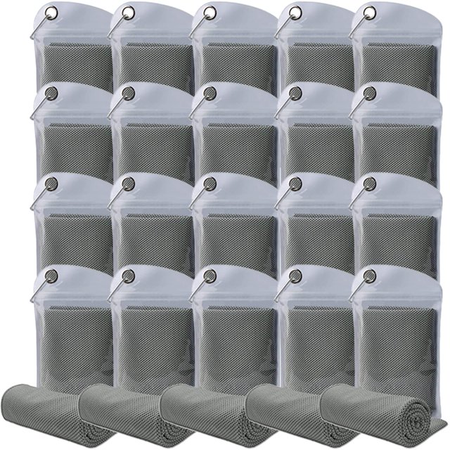 Toalla de refrigeración immoono, 20 unidades, microfibra, 40 x 30 cm, color gris claro