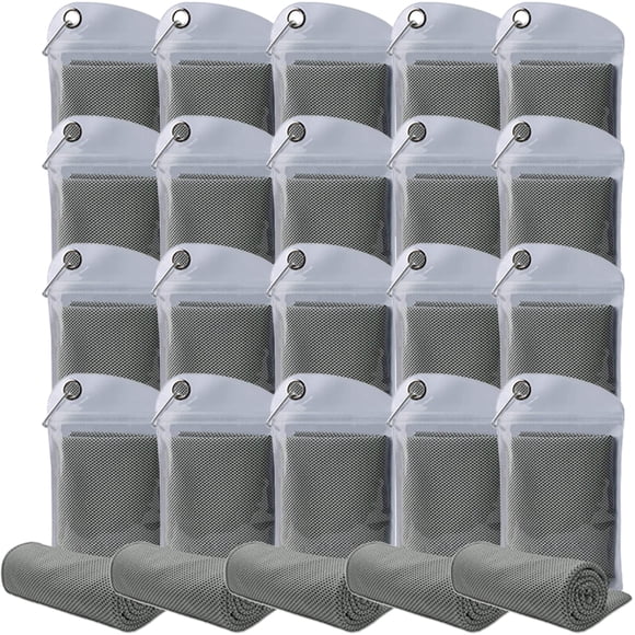 Toalla de refrigeración immoono, 20 unidades, microfibra, 40 x 30 cm, color gris claro