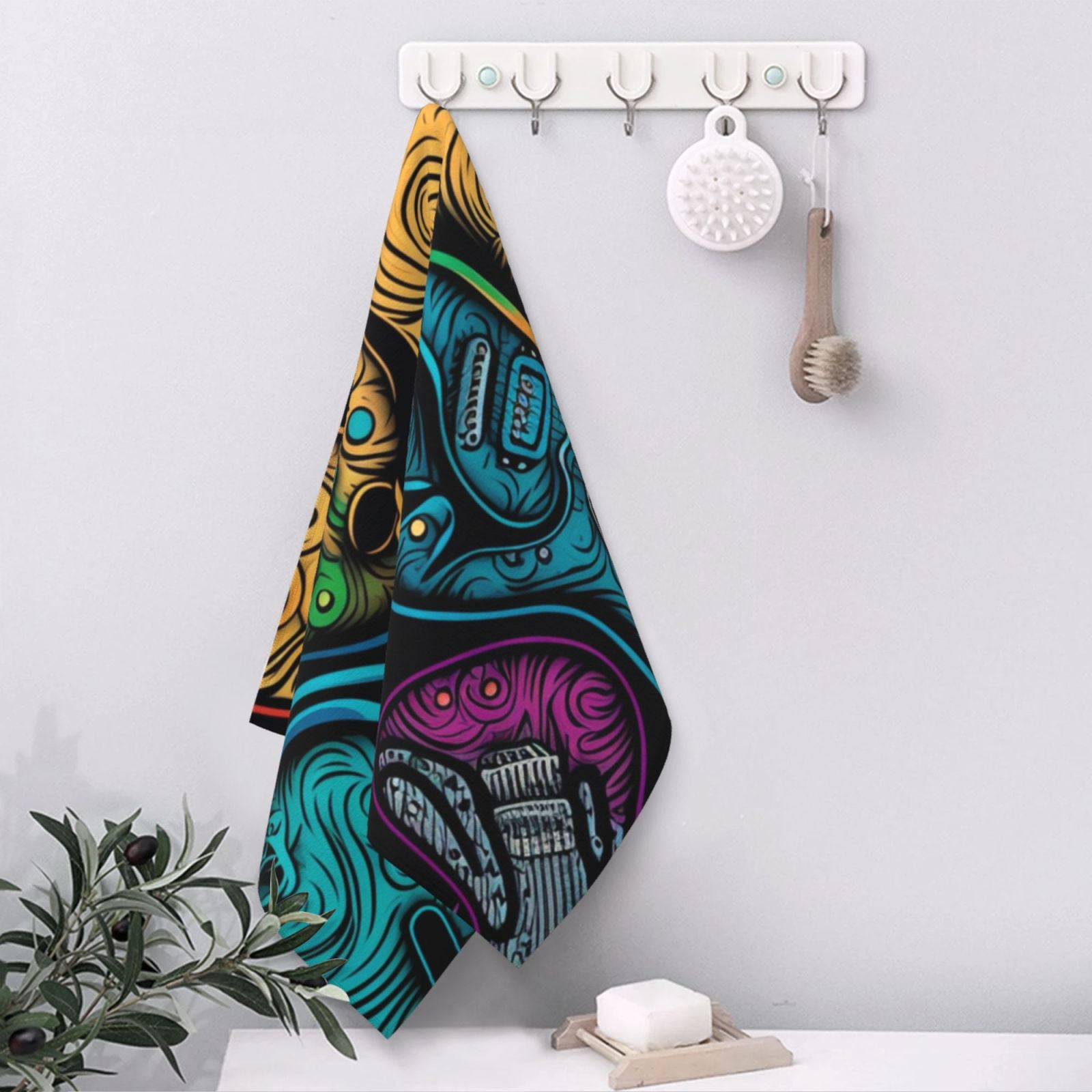 Electric Guitars Rock Music Colorful 27.5" x 16" Ultra Soft Hand Towel, Face Wash Cloth for Bathroom, Gym, Travel, Pool