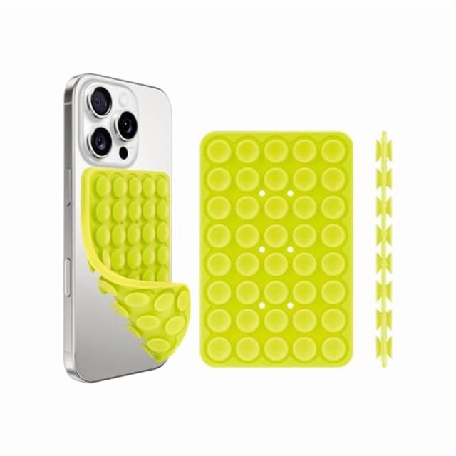 wonima44 1 Pack Silicone Suction Cup Phone Case Mount Double Sided, Phone Accessories Hands-Free Strong Grip Holder for Selfies and Videos, Silicon Phone Stand Sticky for iPhone and Android Green