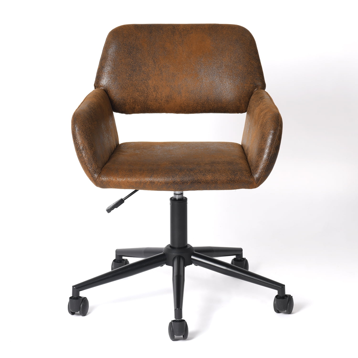 Homy Casa Adjustable Task Chair, Swivel Office Chair with Ergonomic Backrest Upholstery, Brown