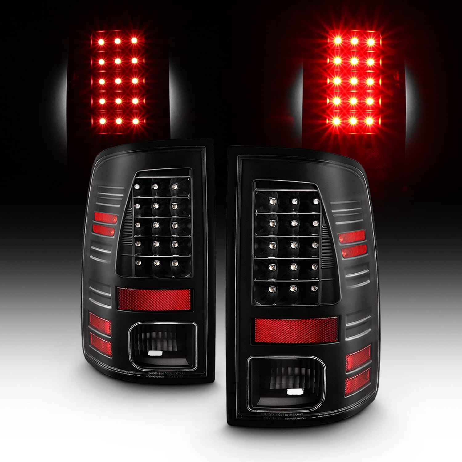 AKKON - Fits 2013-2018 Ram 1500 2500 3500 Pickup Lumiled LED Type Black Tail Lights Brake Lamp Pair Driver Left+Passenger Right