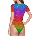 thumbnail image 4 of Balery Rainbow Glitter Women's Short Sleevee Crew Neck Bodysuit Tops Short Sleeve Tops Basic-Medium, 4 of 9