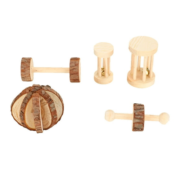 Juguete de madera para hámster, 5 piezas/juego de hámster para mascotas pequeñas, juguete para hámster, claridad notable Jadeshay A