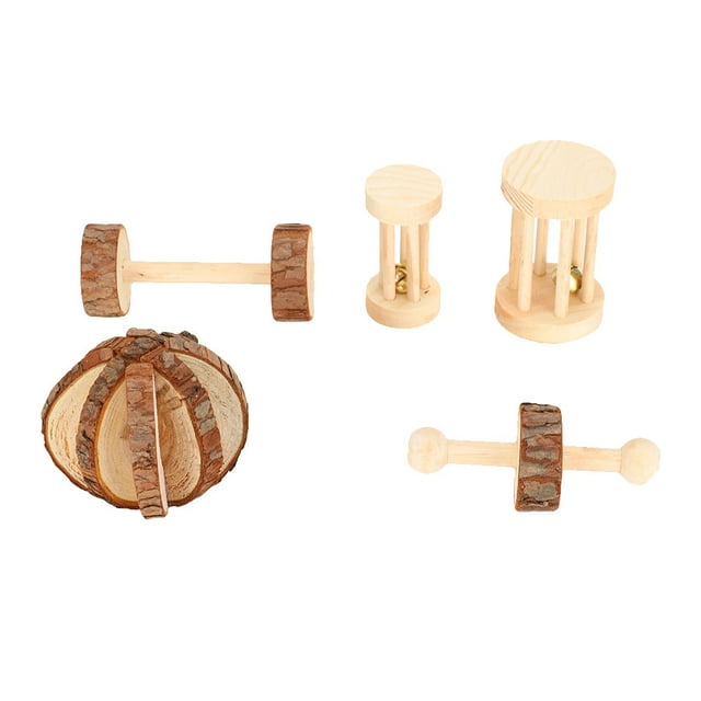 Juguete de madera para hámster, 5 piezas/juego de hámster para mascotas pequeñas, juguete para hámster, claridad notable Jadeshay A