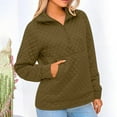 thumbnail image 5 of Women's Fall Quilted Sweatshirt Casual Quarter Zip Collared Pullover Tops Long Sleeve V Neck Sweatshirts, 5 of 6