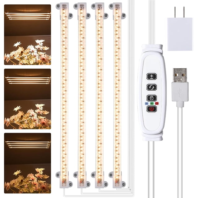 LED Plant Growing lamp K Full Spectrum Grow Light Strips for Indoor Plants withTimer & Dimmable Levels Sunlike Grow Light for House Hydroponics Succulent