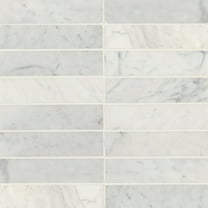 Bedrosians Monet Rectangle Honed Marble Tile 2 x 8, White Carrara (4.44 sq. ft./Case)