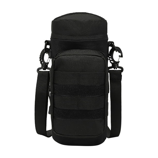 Bolsa para Colgar Botellas de Agua para Camping y Ciclismo, Bandolera con Correa Ajustable, Impermeable y Aislante, 12 X 12 X 27 Cm, Color Verde Barro o Militar.