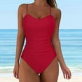 thumbnail image 2 of vigerkar Women's Vintage Padded Push up One Piece Swimsuits Tummy Control Bathing Suits Swimwear Red, M, 2 of 9