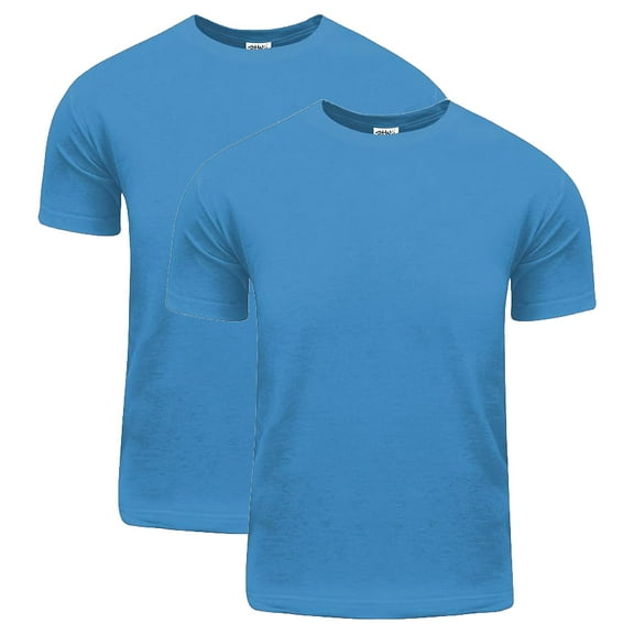 2 Pack Shaka Wear Men's Active Comfort Cotton Short Sleeve Crew Neck T-Shirt - Sky Blue - Medium