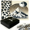 thumbnail image 3 of Ambesonne Wild Mountains Jigsaw Puzzle, Boho Night Leopard, Heirloom-Quality Fun Activity for Family Durable Cardboard, 1000 pcs, Sepia Dark Blue Grey, 3 of 6
