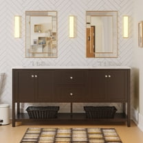 Lakeshore 72" Double Bathroom Vanity with Chocolate Cabinet and Engineered Carrara Top