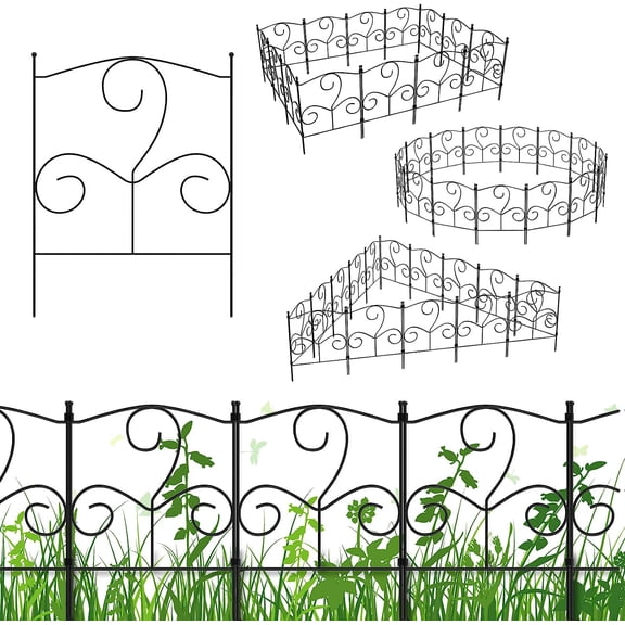 Oumilen 25 pack Decorative Garden Fence Panels No Dig Fencing, Animal Barrier Boarder 16.5"(H) x 10.5ft(L), Rustproof Metal