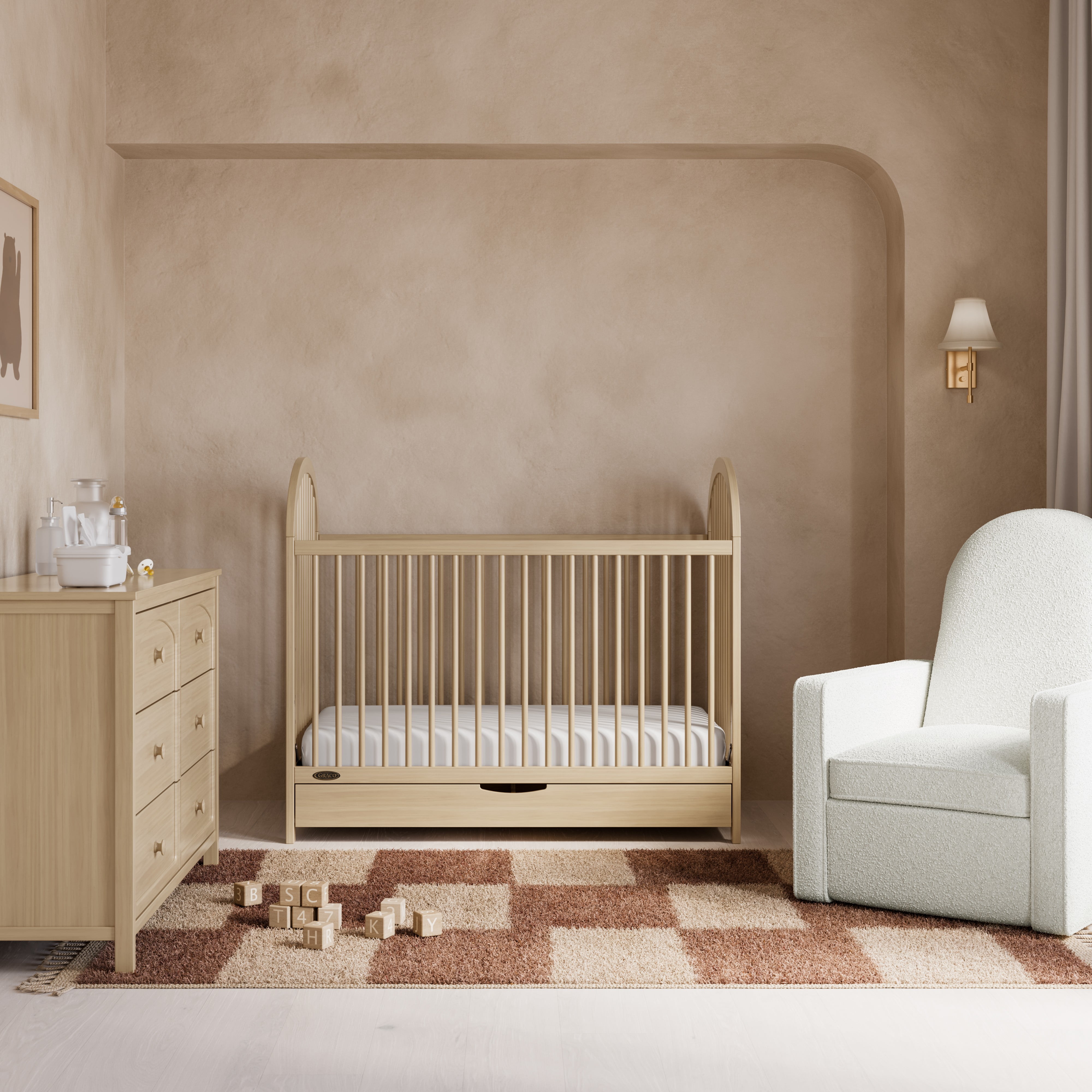Graco Olivia 3-In-1 Convertible Baby Crib with Drawer, Driftwood