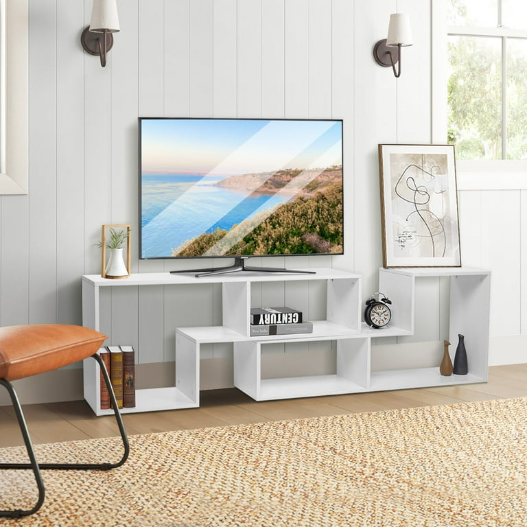 Diy Tv Stand Entertainment Center For Tvs 40'' To 80'', 2 Separate L-Shaped  Shelves Open Storage Shelving For Living Room - Walmart.Com