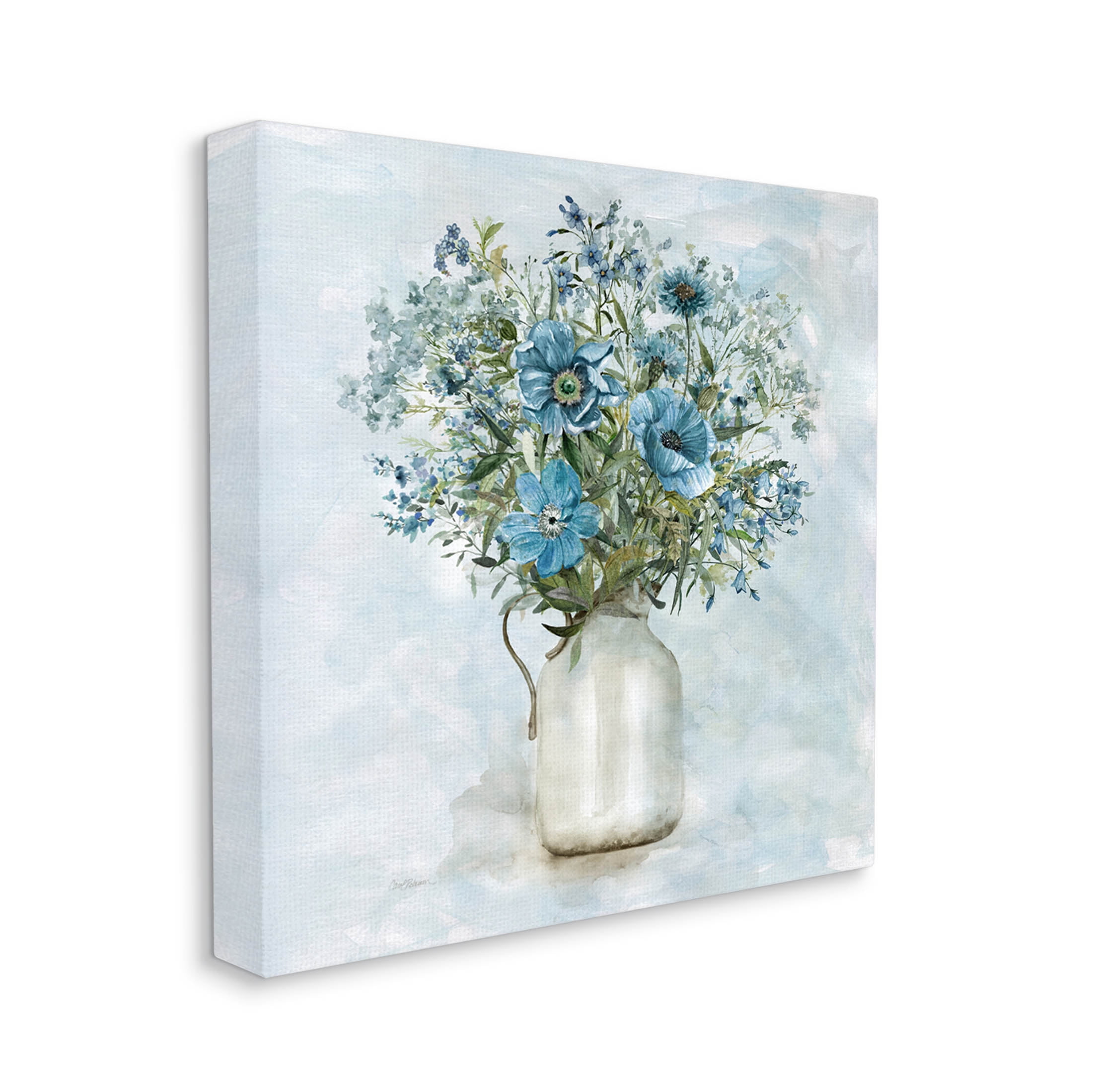 Stupell Industries Mixed Geranium Bouquet Milk Pitcher Painting Gallery Wrapped Canvas Print Wall Art, Design by Carol Robinson