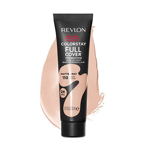 REVLON ColorStay Full Cover Matte Foundation, Heat & Sweat Resistant Lightweight Face Makeup, Ivory (110), oz