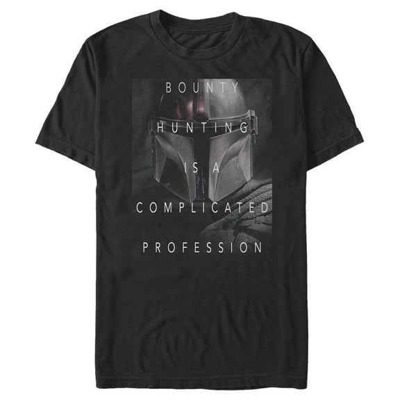Men's Star Wars: The Mandalorian Complicated Bounty Hunting  Graphic Tee Black Medium