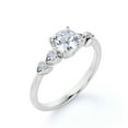thumbnail image 3 of JeenMata Anillo de Compromiso de Cinco Piedras (Moissanita de Talla Brillante Redonda de 1 Quilate), con Engaste Tipo Catedral de Cuatro Puntas, Chapado en Oro Blanco de 18 K sobre Plata, 3 of 6