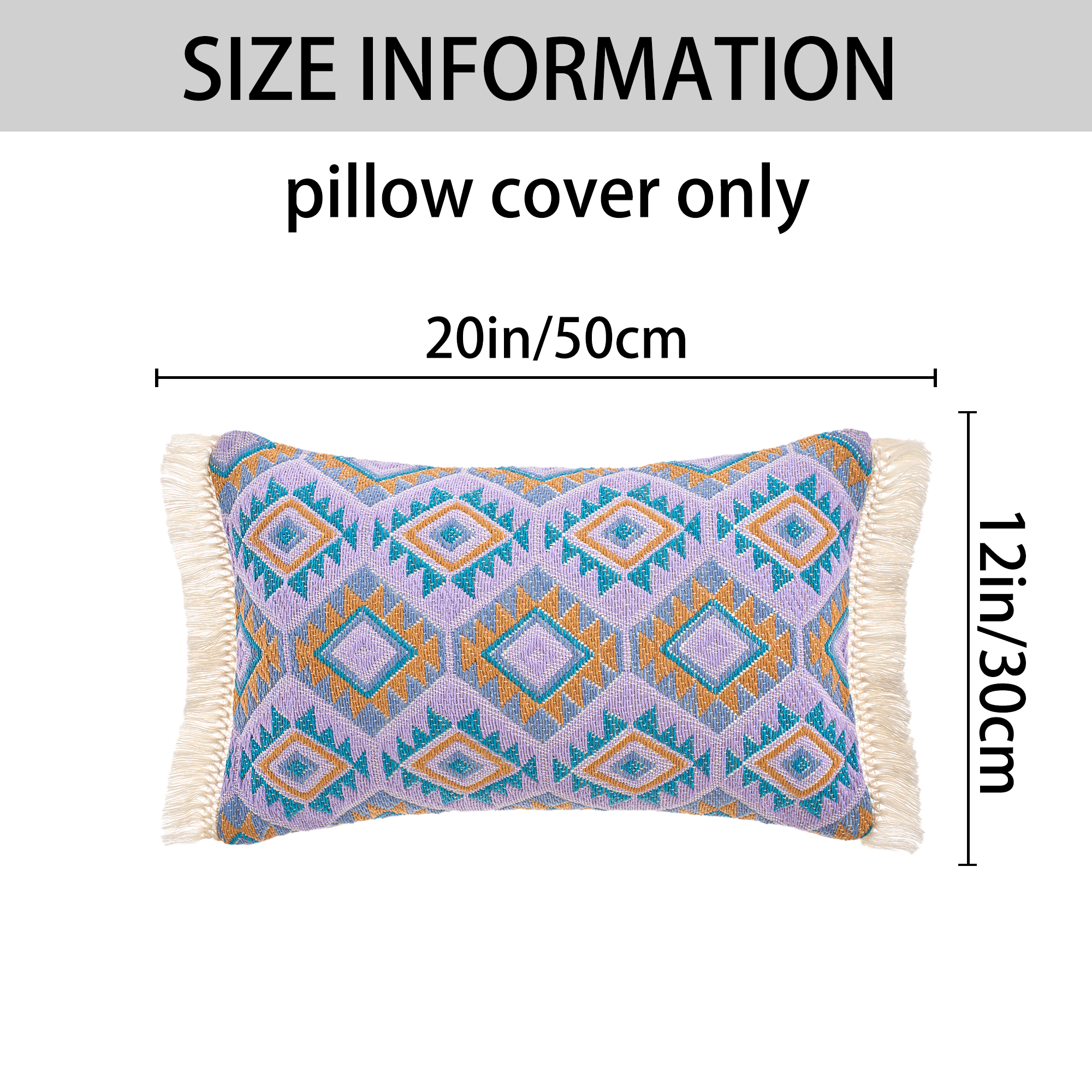 Unique Bargains Boho Throw Pillow Covers Geometric Pattern Cushion Cases 20" x 12" Purple