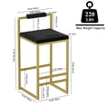 thumbnail image 5 of Hassch Modern Bar Stools Set of 2, 25.6" Counter Height Armless Stools with Velvet Upholstered Seat & Golden Metal Legs, Black, 5 of 8