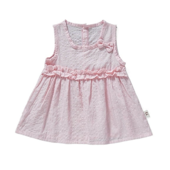 MEZZALL Toddler Girls Summer Sleeveless Dress Casual Playwear Elastic Waist Comfortable Outfits For 1-5 Year Olds Relaxed Fit Baby Wear