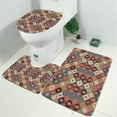 thumbnail image 2 of Orange Ethnic Rhombus Pattern Bathroom Rugs Sets 3 Piece,Toilet Cover Set,Absorbent Non Slip Bathroom Mats Sets with U-Shaped Contour Rug Toilet Rug Set, 2 of 5