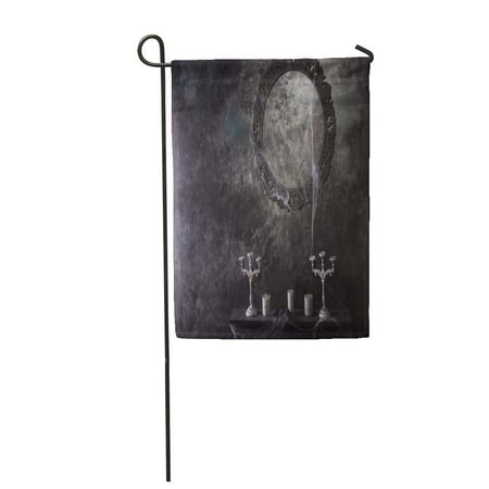 SIDONKU Round Above Candles and Candelabras on Eerie Cobweb Covered Mantle in Haunted Garden Flag Decorative Flag House Banner 12x18