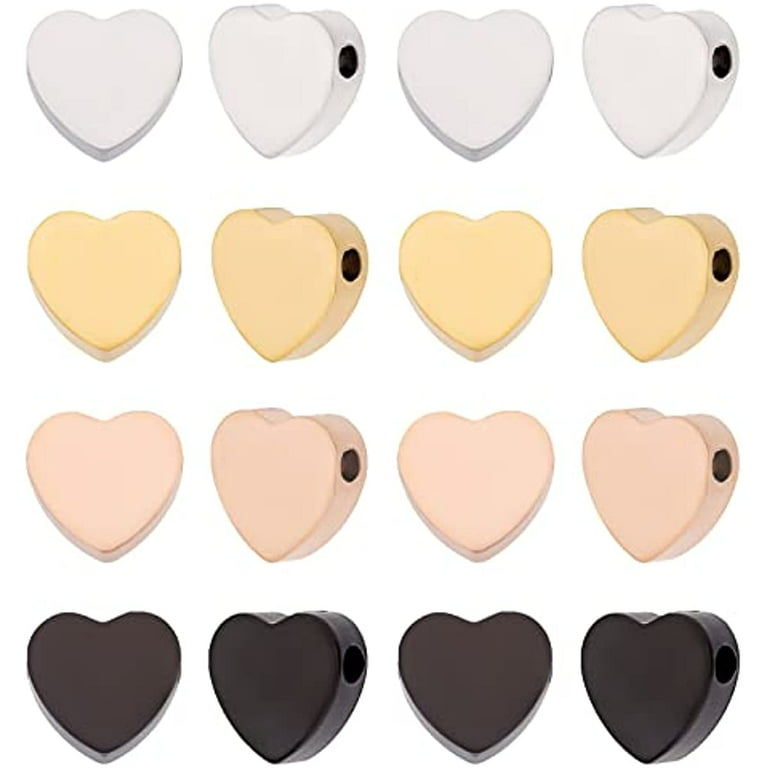 16Pcs 1.8mm Hole 4 Colors Stainless Steel Heart Beads Heart Spacer Beads  Heart Small Hole Beads Metal Heart Loose Beads Valentine's Day Beads for  Jewelry Making DIY Findings 