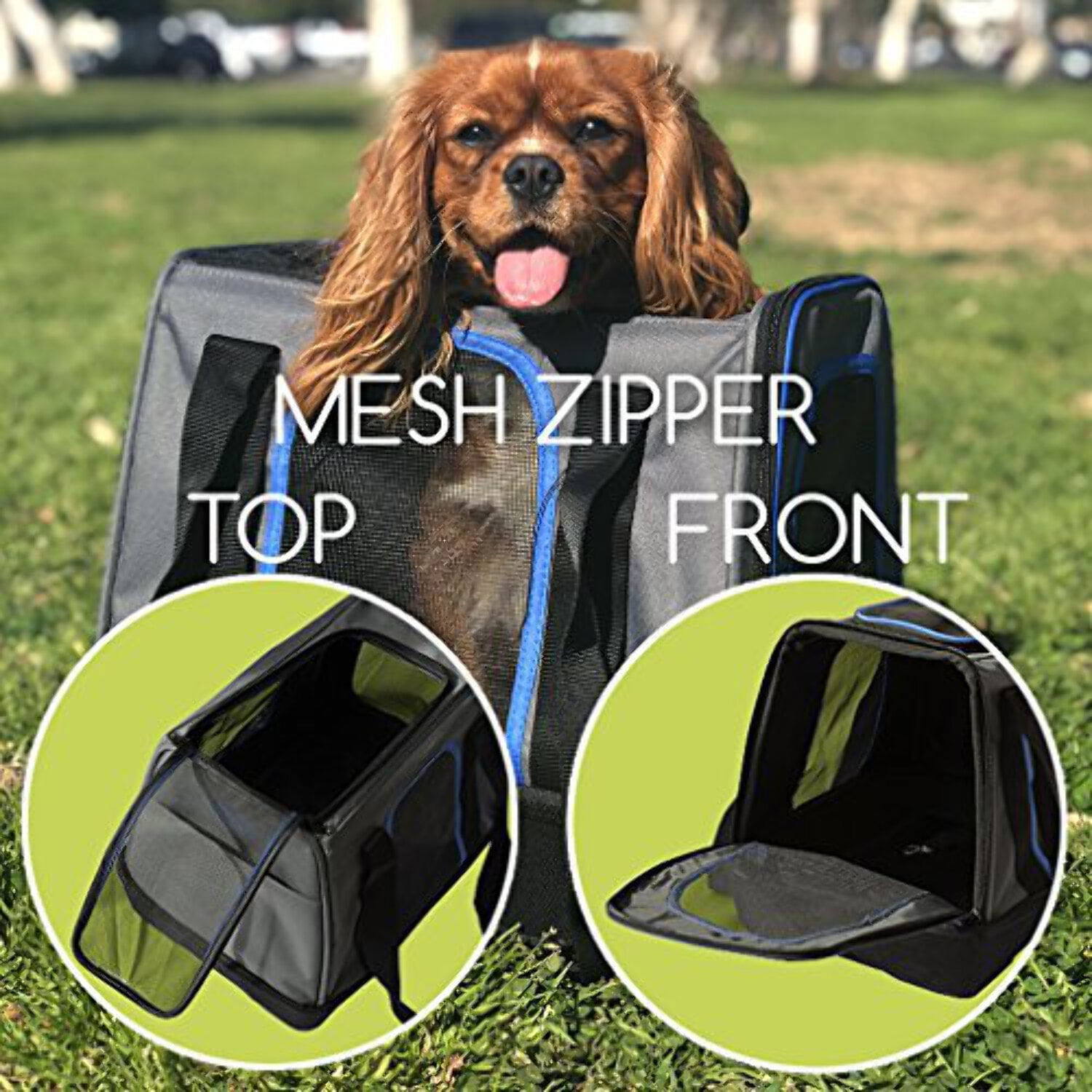 Pop Up Pet Bag Carrier Crate with Weather Resistant Oxford Material, EVA Molded Bottom, Reinforced Frame Zipper Top and Front for Dogs, Cats and more!