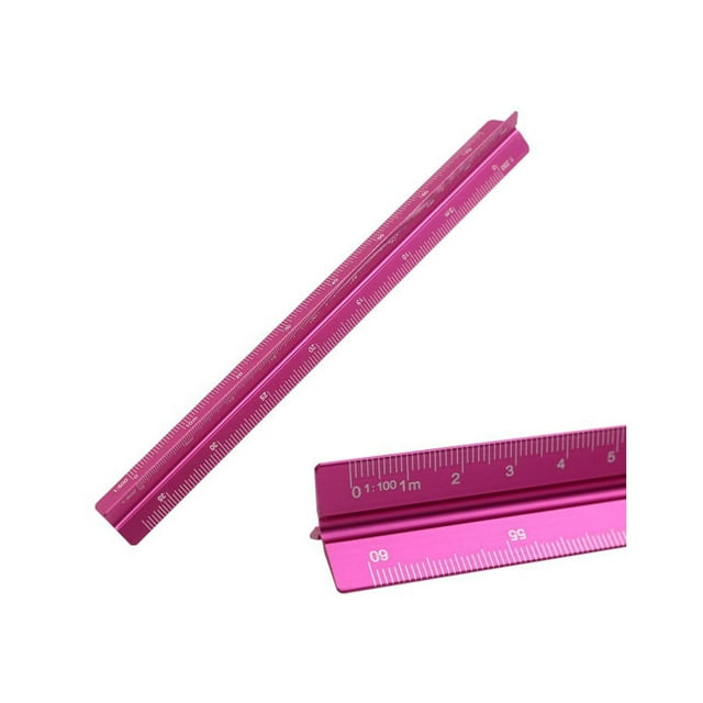 Yazoeia Scale Ruler, Metal Scale Ruler 2 Packs, Aluminium Architectural Scale Rule for Cutting for Architects, Draftsman and Students,Pink,30CM CJC912-142720