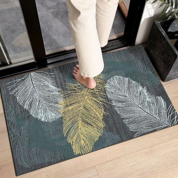 Custom Made Runner Rug, Low Pile with Rubber Backing For Indoor Spaces With Non Skid Floor Carpets Feel (Golden Blue)