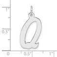 thumbnail image 2 of Large 925 Sterling Silver Rhodium Plated Script Letter Q Initial Charm 25.92x11.58mm Wide 0.46mm Thick Pendant Necklace, 2 of 2