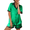 B_green, variant on Womens Silk Satin Pajama Set Short Sleeve PJs 2 Piece Button Down Top and Shorts Soft Sleepwear