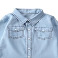 thumbnail image 3 of Baby Boy Girl Adjustable Sleeve Button Down Denim Shirt Tops Blouse, 3 of 6