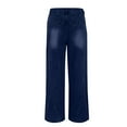 thumbnail image 4 of Womens Vintage Baggy Jeans Mid Rise Wide Leg Washed Denim Pants Pleated Trendy Casual Loose Trousers Full Length (Medium, Dark Blue), 4 of 6