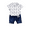 White, variant on XBASW Toddler Infant Boys Summer Short Sleeve Floral Shirt Tops   Denim Shorts Outfit Set Clothes 3M-4T