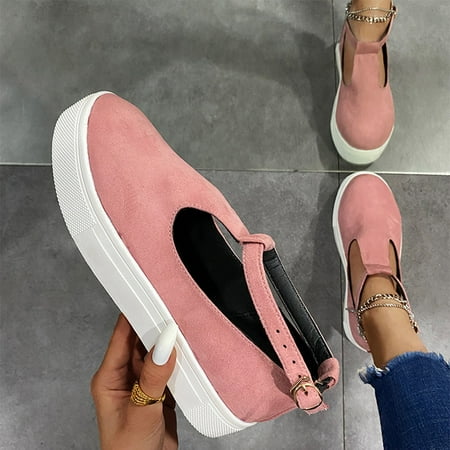 

Fashion Women Suede Casual Buckle Strap Flat Shoes Color Breathable Sneakers Note Please Buy One Or Two Sizes Larger