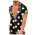 thumbnail image 1 of JWZUY Men's Polka Dot Print Casual Shirt Short Sleeve Summer Casual Button Down Shirts Black XXXL, 1 of 7